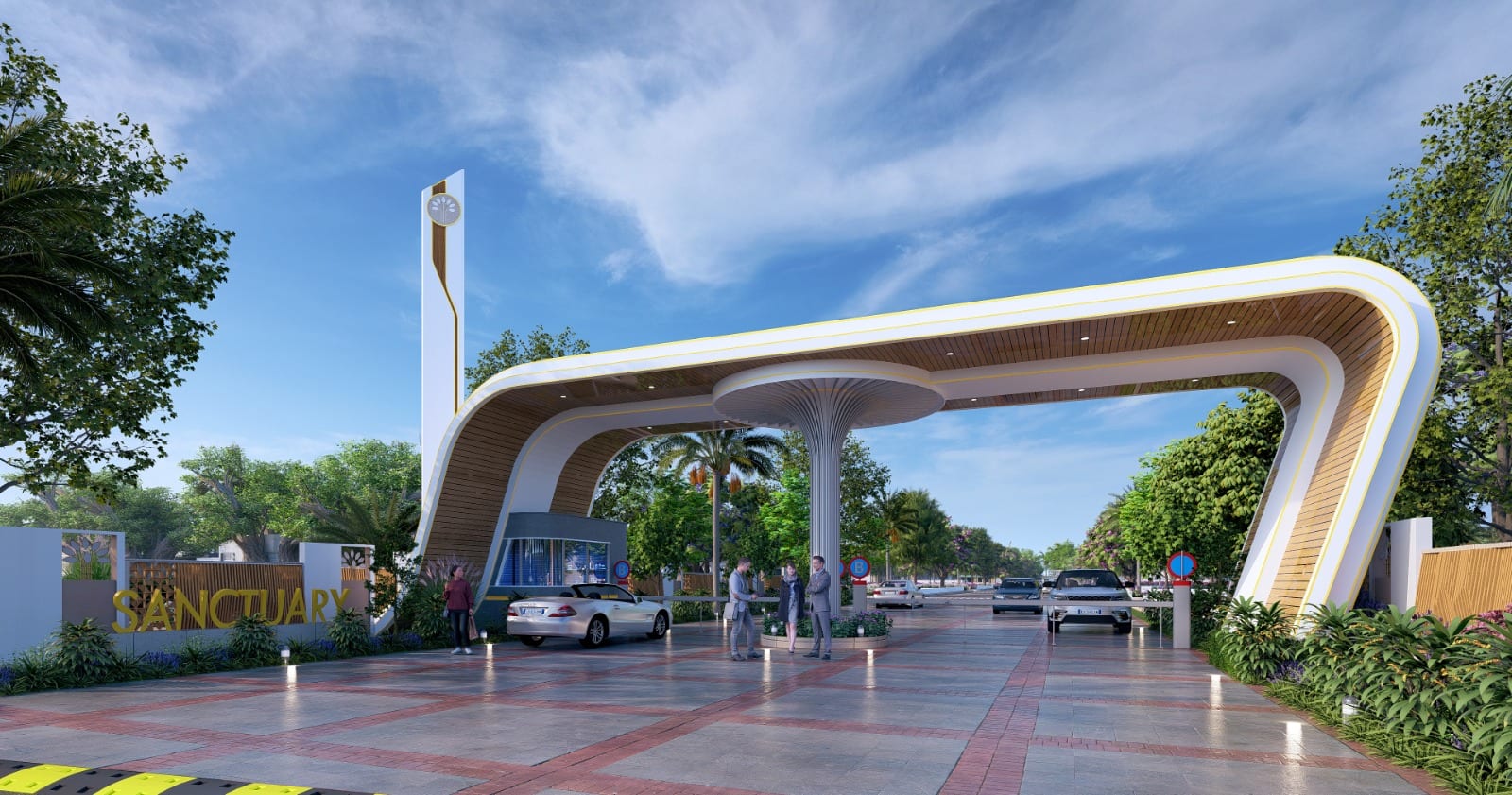 The entrance arch at Sanctuary, Julkal, seen from the approach road
