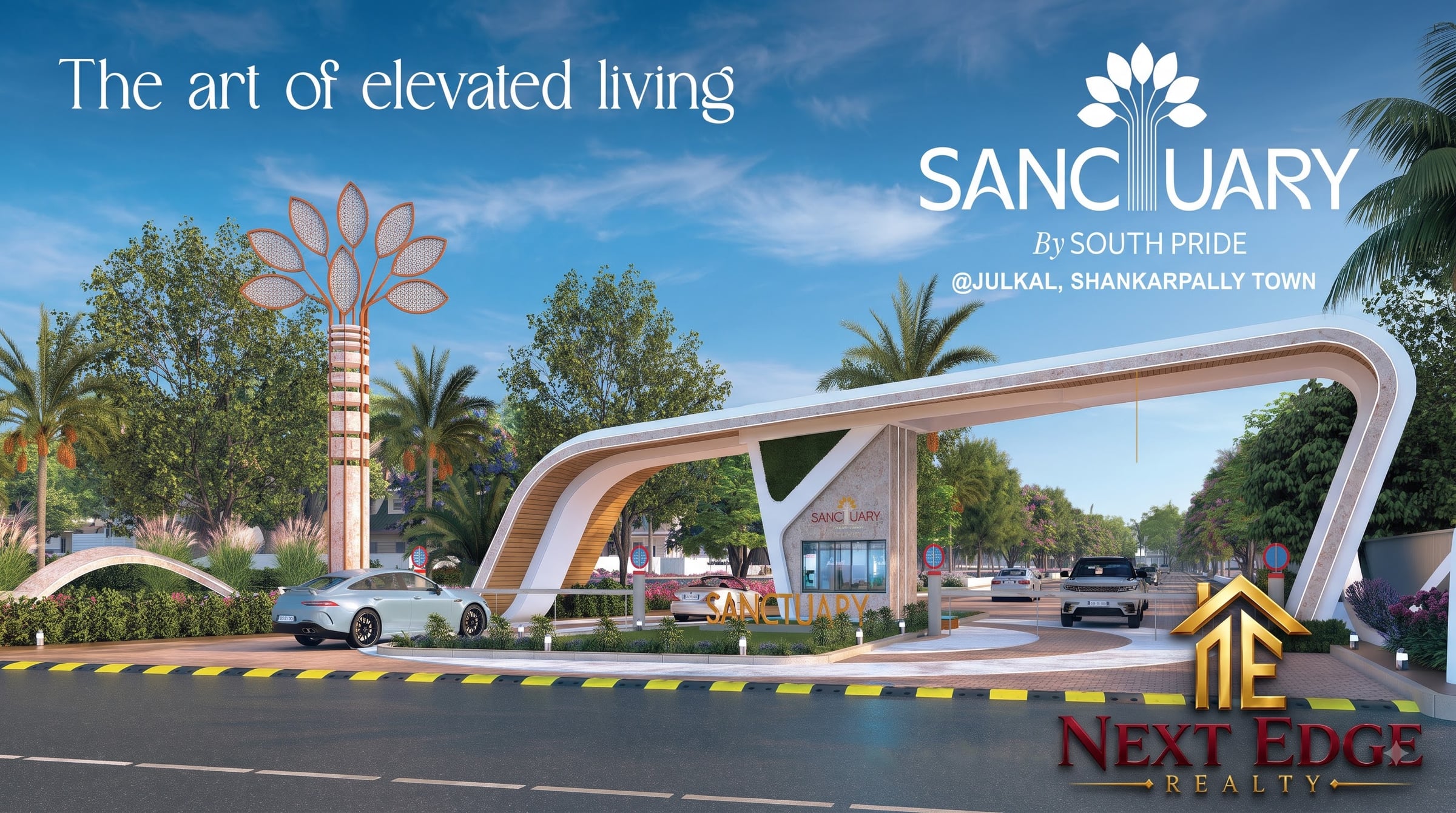 The grand entrance gate at Sanctuary, Julkal, Shankarpally