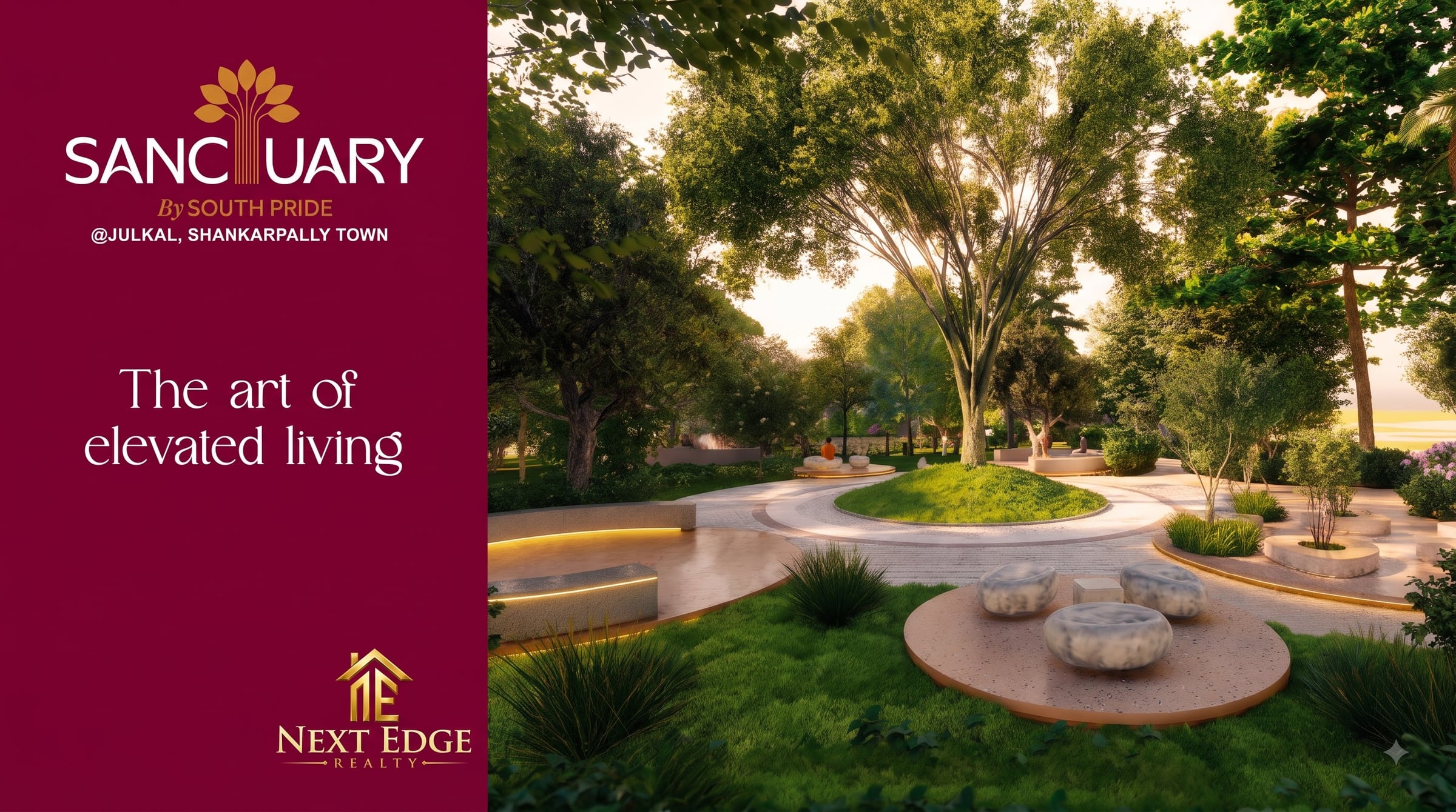 Landscaped central park and recreation green spaces at Sanctuary